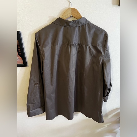 CHICO’S Dark Olive Green Women’s Plus Size 3 Blouse  Button Can Be Worn Folded - Picture 7 of 16